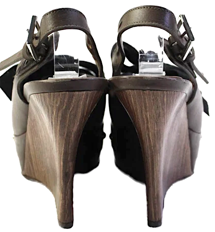Marni Italy. Brown Leather Wedge Heel Platform Slingback Pumps Size 38