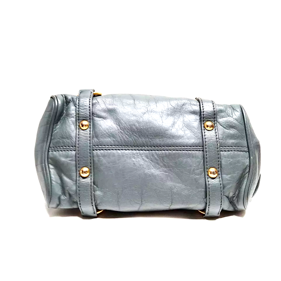 Miu Miu Italy. Gray Leather Mini Shoulder Bag / Hand Bag Crossbody Strap