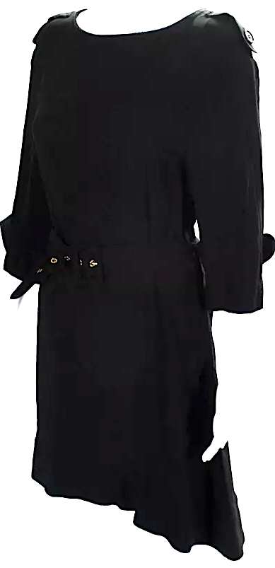 Marni Italy. Black Long Sleeves Belted A Line Dress