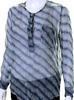 Etoile Isabel Marant Paris. Blue Semi-Sheer Silk Long Sleeve Blouse Top