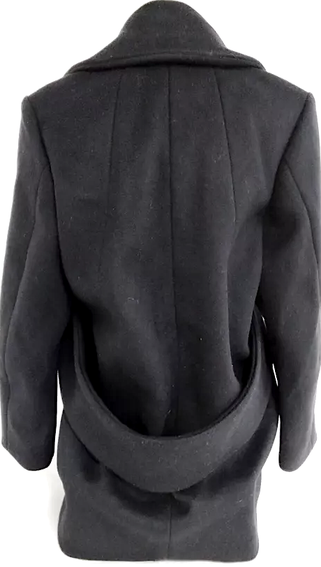 Balenciaga Paris. Black Wool, Nylon, Acetate, Cupro Minimal Design Car Coat