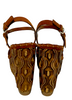 MIU MIU ITALY.  Dark Brown Light Brown Suede Leather Wood Platform Sandals SZ 37.5IT