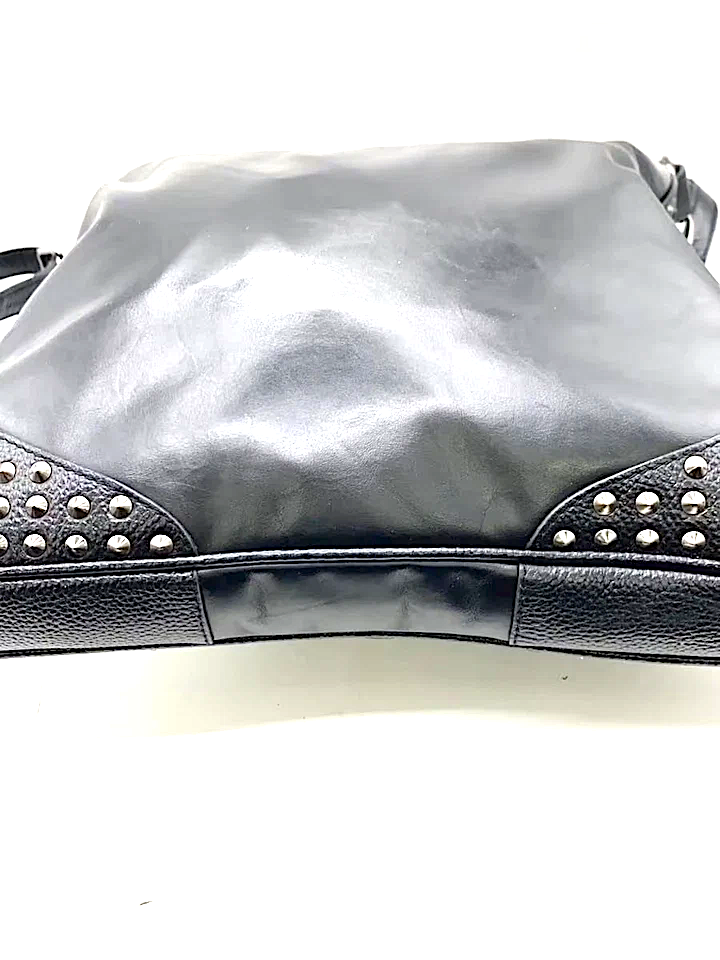 Otaniryuji Japan. Black Lambskin Leather Shoulder Bag w/silver Studded Accents