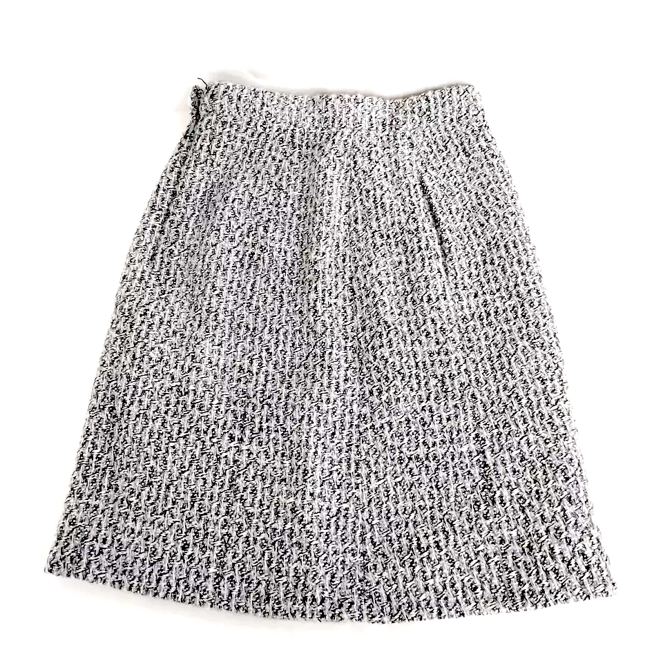 Chanel Paris. Light Grey Silk, Cotton, Nylon, Polyester Tweed Skirt