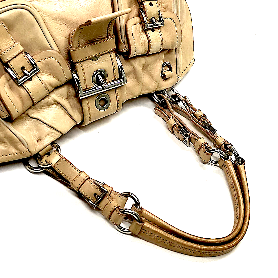 Prada Italy. Beige Leather Shoulderbag