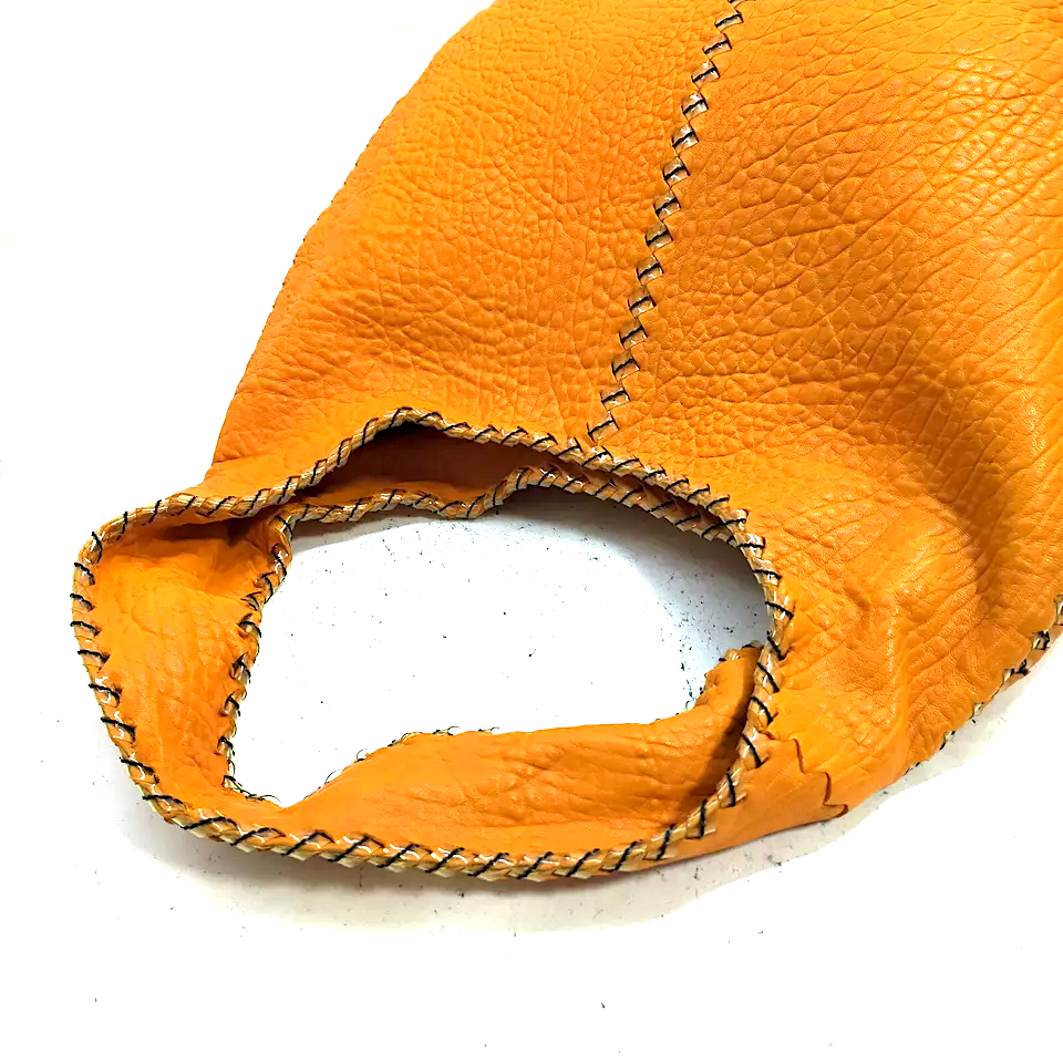 Bottega Veneta Italy. Dark Orange Pebbled Leather Large Oversized Hobo Style Shoulder Bag