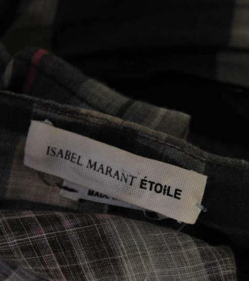 Isabel Marant Etoile Paris. Grey Plaid Sleeveless V Neck Dress