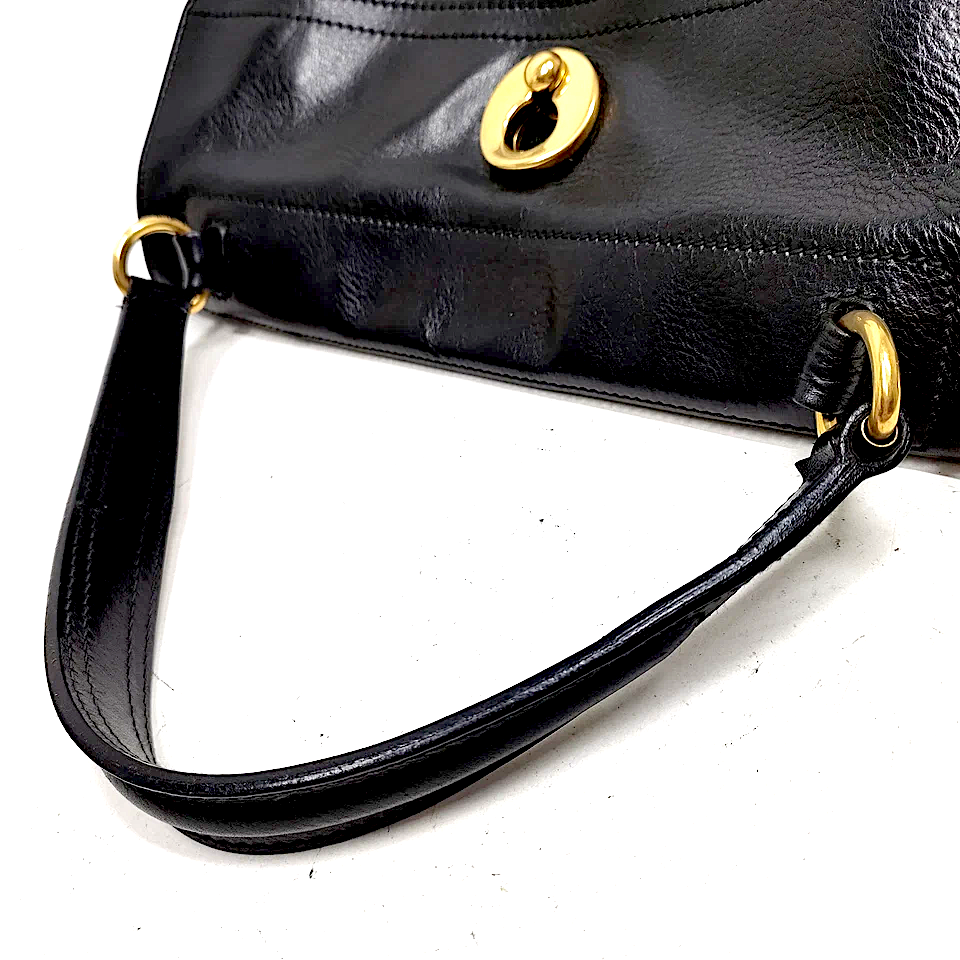 Yves Saint Laurent Paris. Black Leather Shoulder Bag