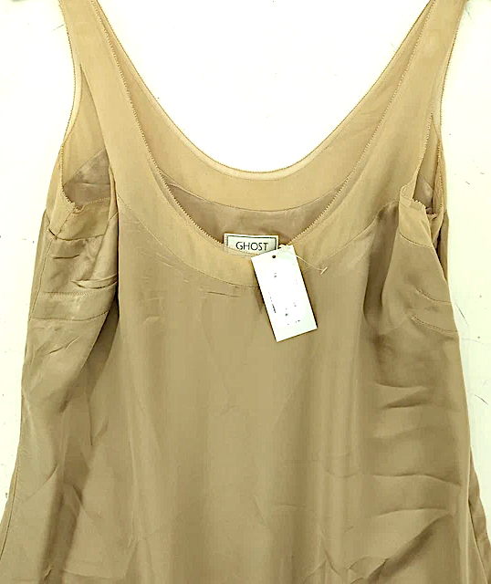 GHOST LONDON. TANYA SARNE. Neutrals Color Silk Dress w/embellishments