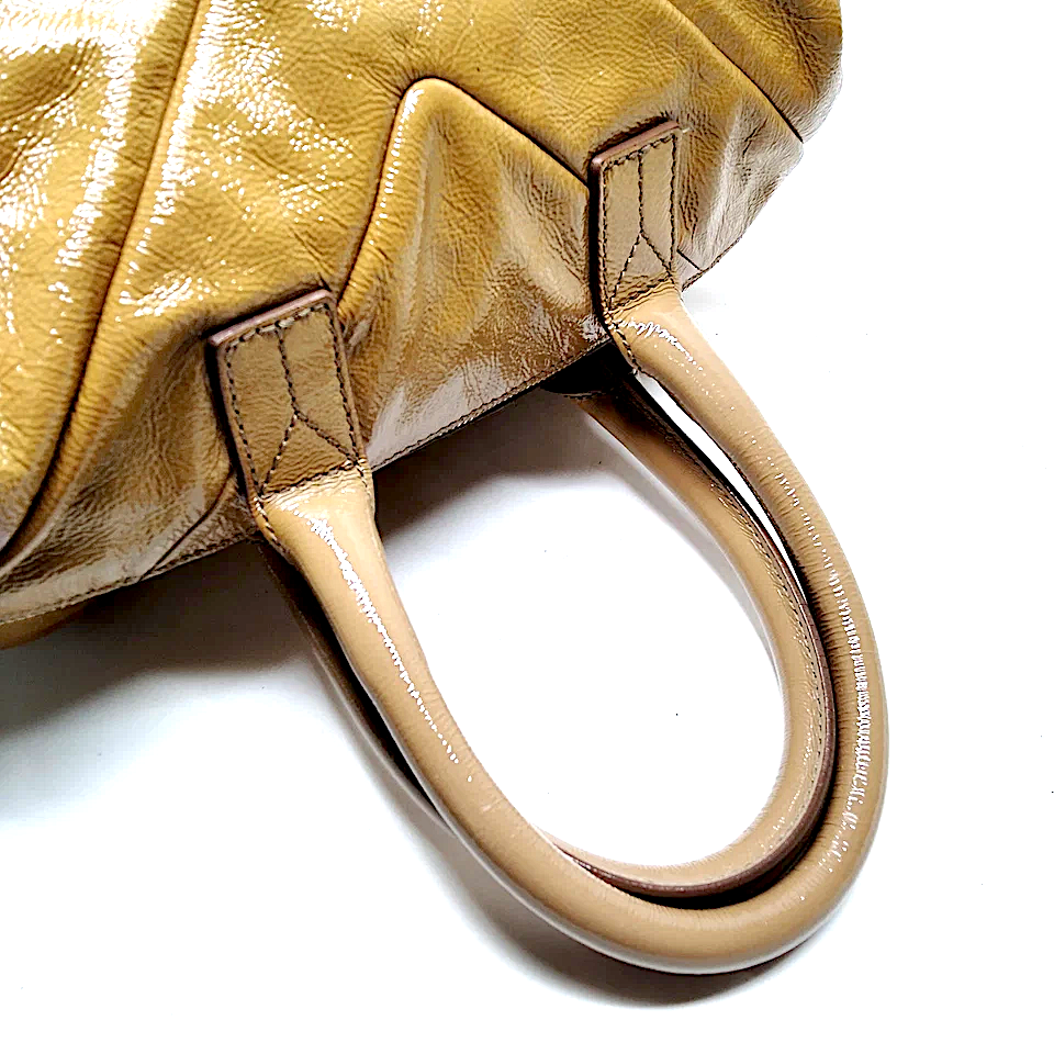 Yves Saint Laurent Paris. Honey Color "Wet Look" Coated Shoulder Bag / Hand Bag