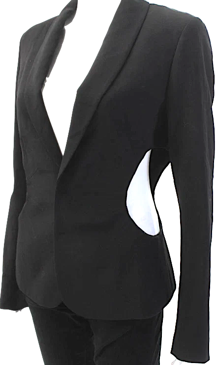 Jean Paul Gaultier Paris. Collection. Black Wool Two Button Cut Out Blazer Jacket