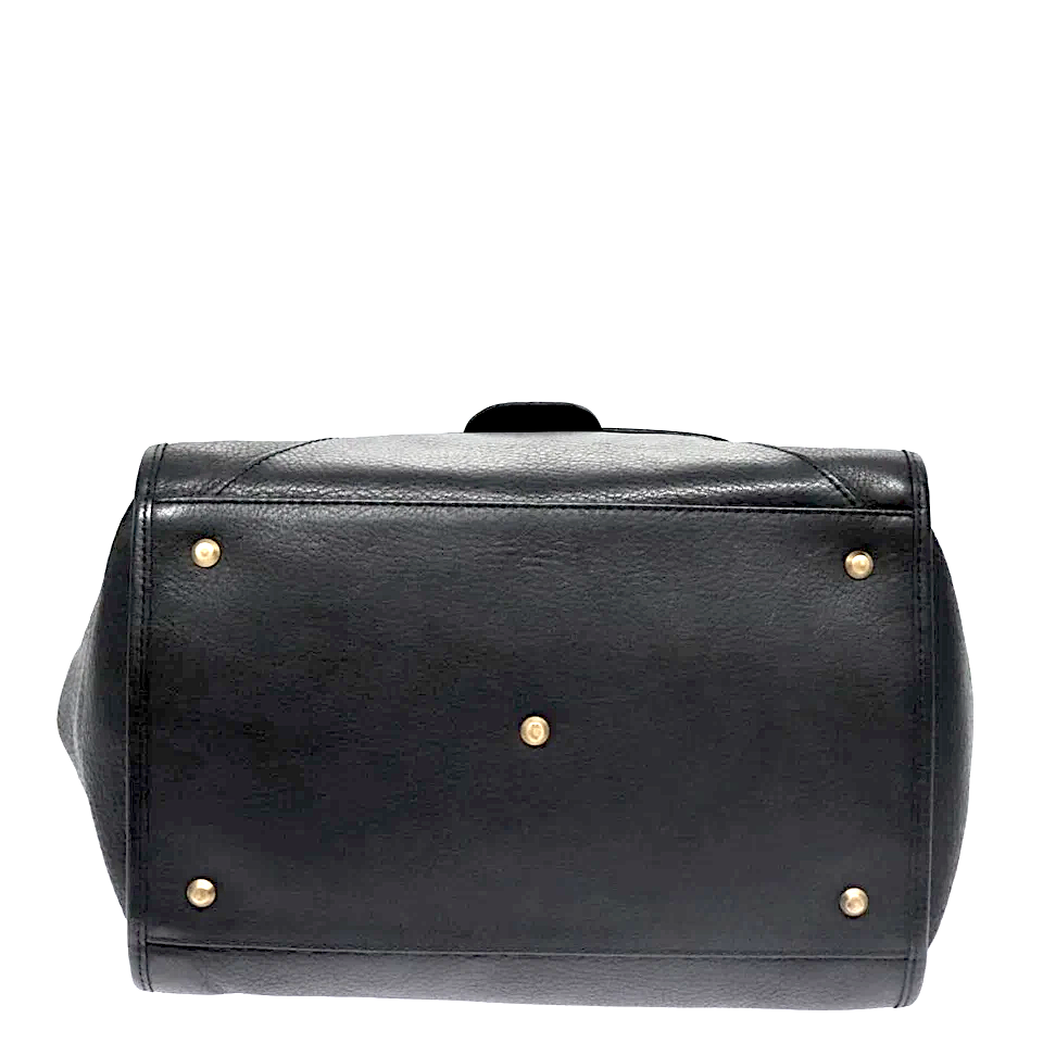 Chloe Paris. Black Leather Shoulder Bag w/Braided Leather Handles