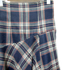 PUBLIC TOKYO. JAPAN. Navy Tartan Plaid Check, deformed cut high waist skirt