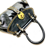 Fendi Italy. Distressed Black Leather Shoulderbag / Handbag w/Zucca Logo Interior