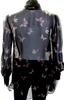 Alexander McQueen UK. Black Butterfly Print Tie Front Sheer Blouse