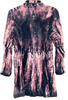 YOSHIKI HISHINUMA JAPAN. Eggplant Abstract Print Crushed Velvet Button Front Coat