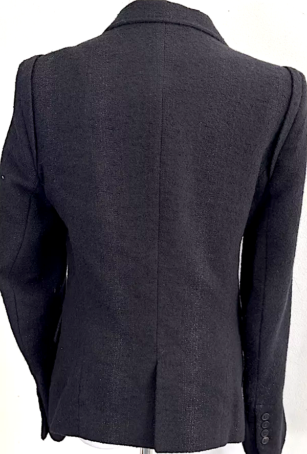 Ann Demeulemeester New York. Black With Silver Thread Details Blazer Jacket