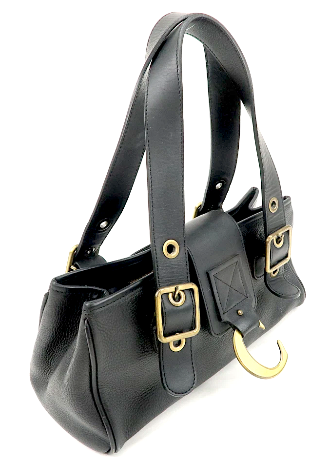 Chloe Paris. Black Leather Gold Hardware Logo Shoulder Bag Hand Bag