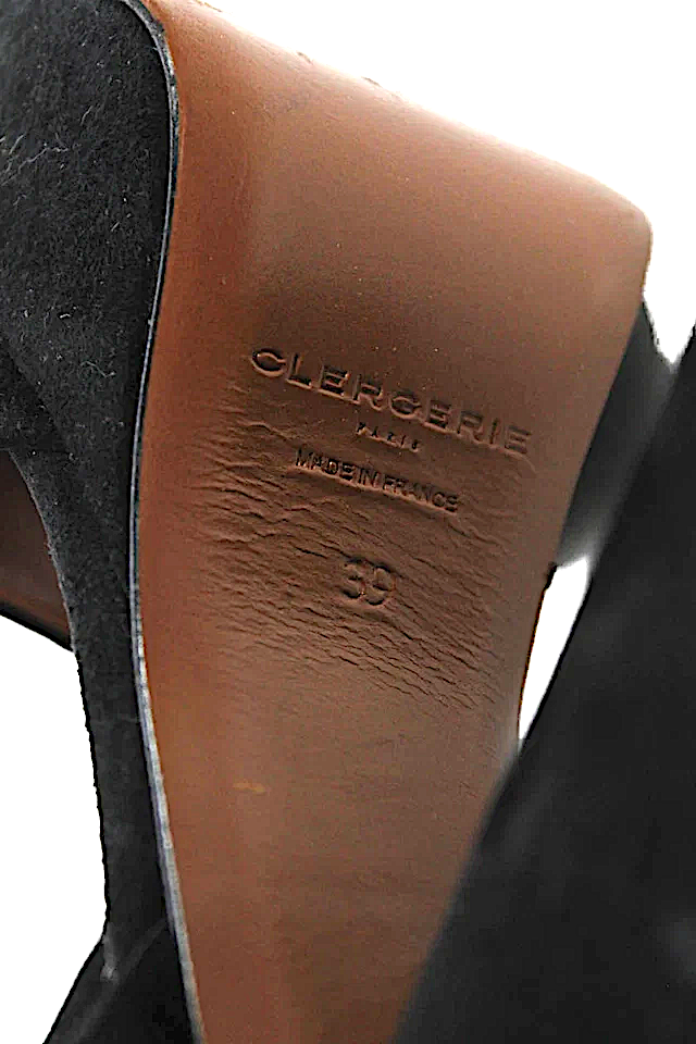 Robert Clergerie Paris. Handmade Black Suede Leather Ankle Buckle Block Heels Sandals Size 39