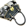 Fendi Italy. Black Distressed Leather Fendi Logo Shoulder Bag / Hand Bag