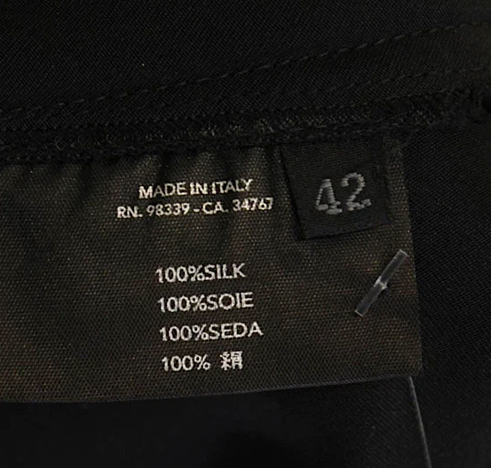 Prada Italy. Black Short Sleeve V Neck Knee Length Silk Shift Dress