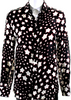 Saint Laurent Paris. Black Red Stars Print Rayon Button Down Blouse