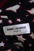 Saint Laurent Paris. Black Red Stars Print Rayon Button Down Blouse