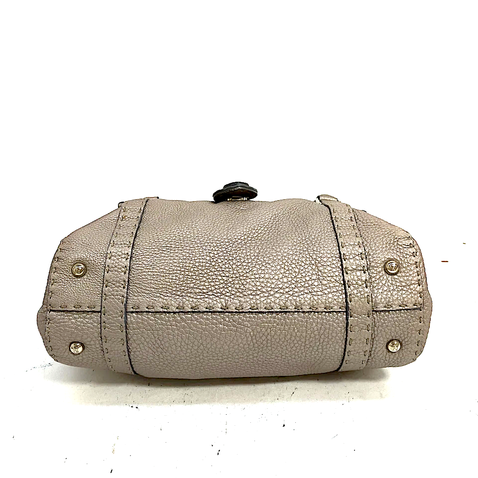 Fendi Italy. Silver Leather Hand Bag