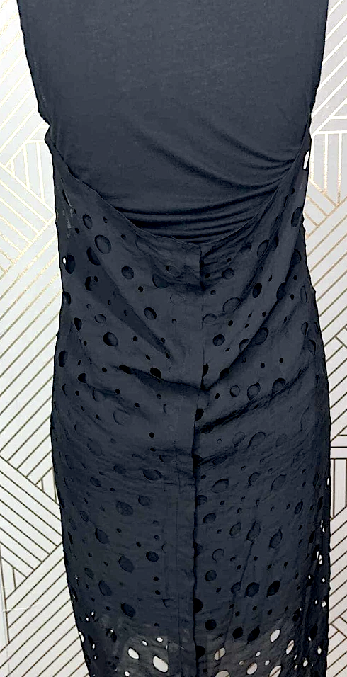 Liviana Conti Italy. Black Circle Cutout Sleeveless Tank Dress