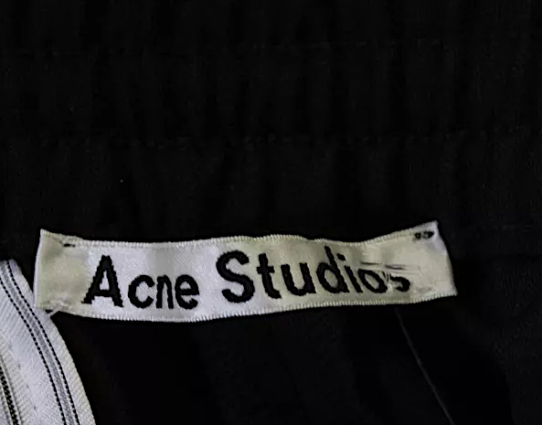 ACNE Studios Sweden. Black Wool Ruched Drawstring Slip-On Dress Pants