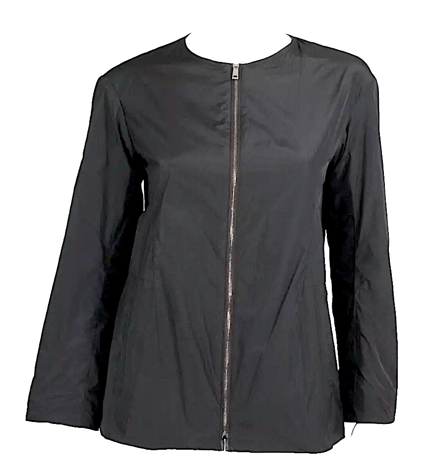 JIL SANDER Dark Raisin Brown Leather & Black Poly Techno Reversible Jacket