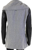 Mackage Gray Wool Black Leather Trim Sleeves,  Collared Jacket