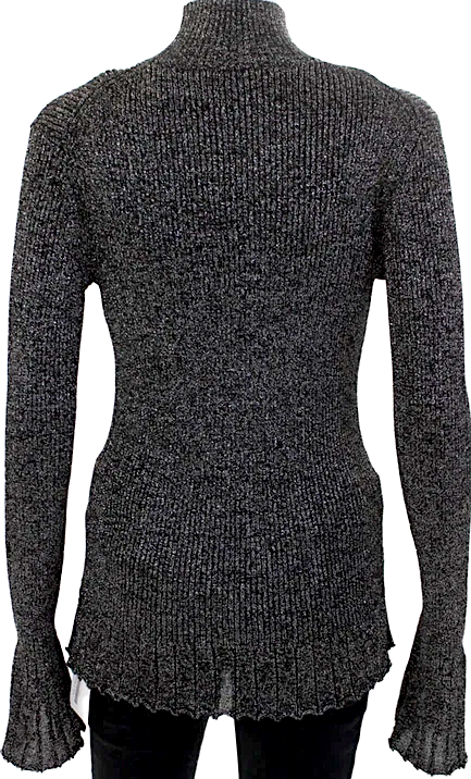 Proenza Schouler NY. Black Silver Ribbed Turtleneck Sweater