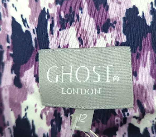 Ghost UK. Tanya Sarne Designer. Purple 100% Viscose Bodycon Midi Dress