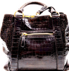 Miu Miu Italy. Brown Croc Pattern Leather Shoulder Bag / Hand Bag / Crossbody Bag