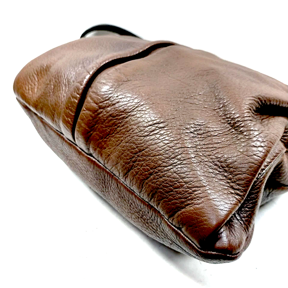 Prada Italy. Brown Pebbled Leather Shoulder Bag / Crossbody bag