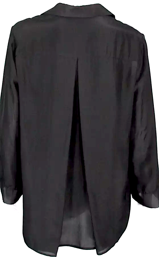 THE ROW NEW YORK. Black Silk Woven Concealed Placket Button-Front Blouse