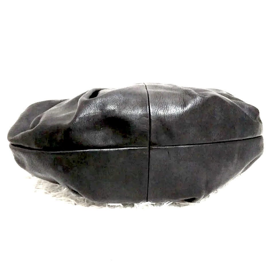 Kawa-kawa Japan. Black Leather One-Shoulder Hobo Style Shoulder Bag