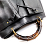 Gucci Italy. Black Leather Bamboo Handle Shoulder Bag / Tote Bag