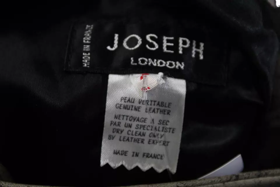 Joseph London. Gray Leather Double Breated Belted Overcoat / Car Coat