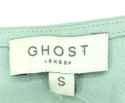 Ghost London UK. Tanya Sarne. Blue 100% Viscose Blend Short Sleeve Long V-Neck Maxi Dress