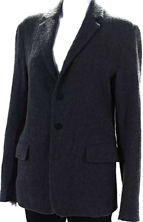 Tomas Maier Milan. (Ex-Bottega Veneta) Gray Wool Long Unlined Fleece Peacoat Jacket