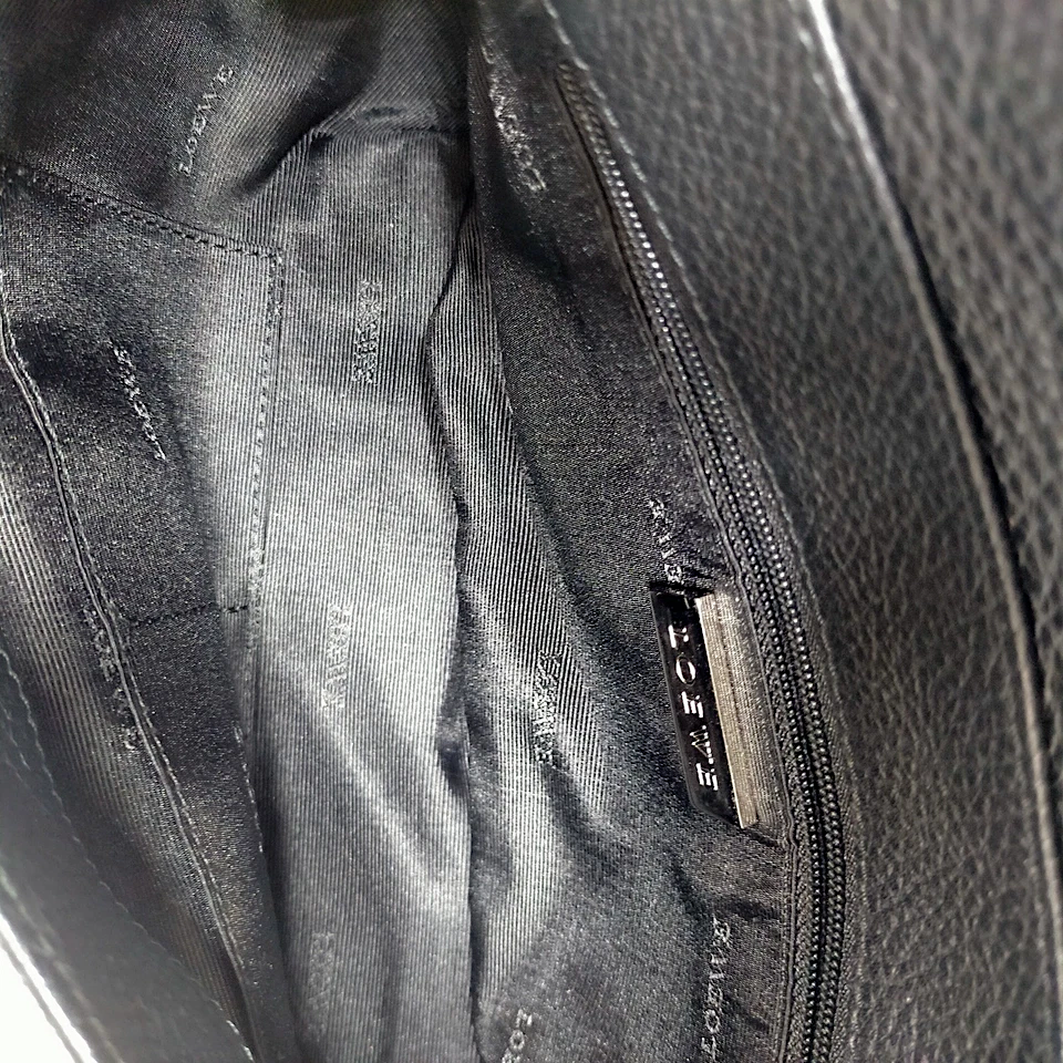LOEWE MADRID. Black Pebbled Leather Silver Hardware Mini Shoulder Bag