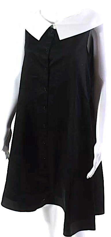 Adeam Japan. NEW. W/TAGS Black Button Front Sleeveless White Collared Prairie Dress