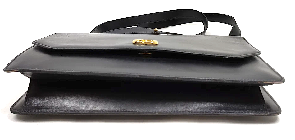Christian Dior Paris. Black Leather Logo Shoulder Bag
