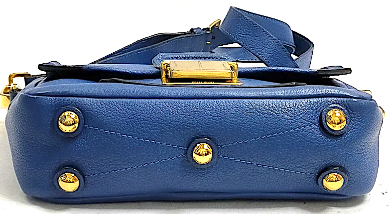 Miu Miu Italy Blue Leather Shoulder Bag