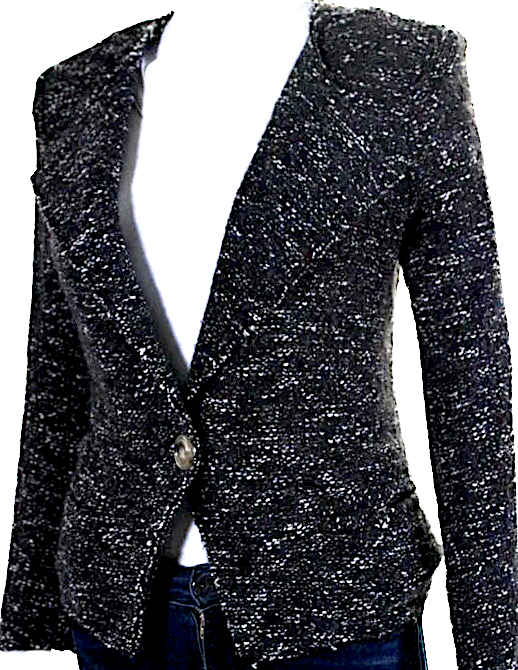 Isabel Marant Etoile Paris. Black Tweed One Button Unlined Jacket/Blazer