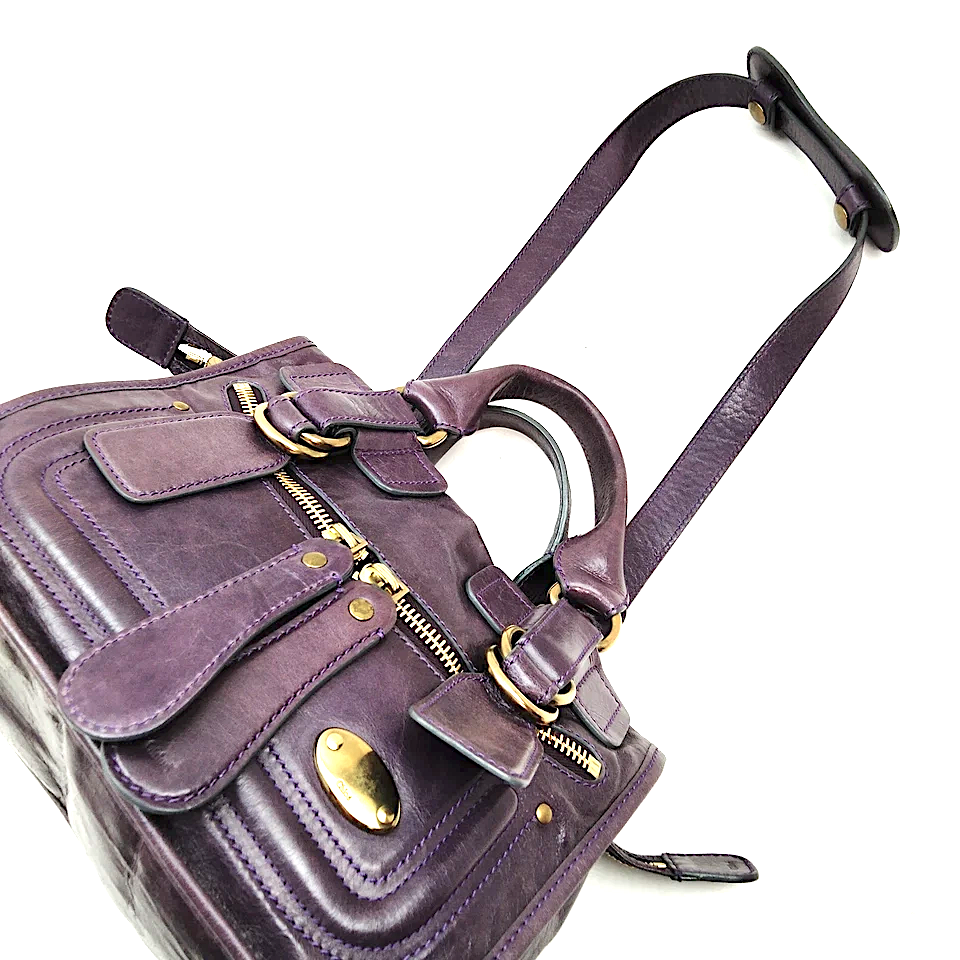 Chloe Paris. Eggplant Color Leather Shoulderbag
