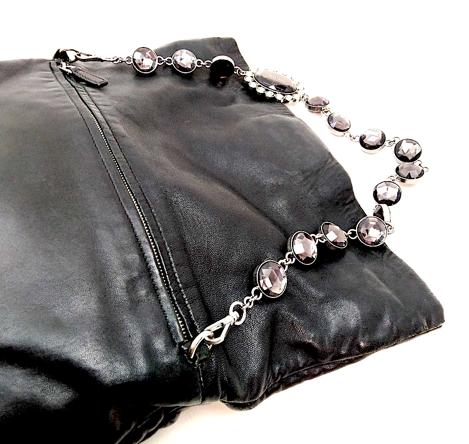 Miu Miu Italy. Black Leather Combo Clutch/ Shoulder Bag / Hand Bag