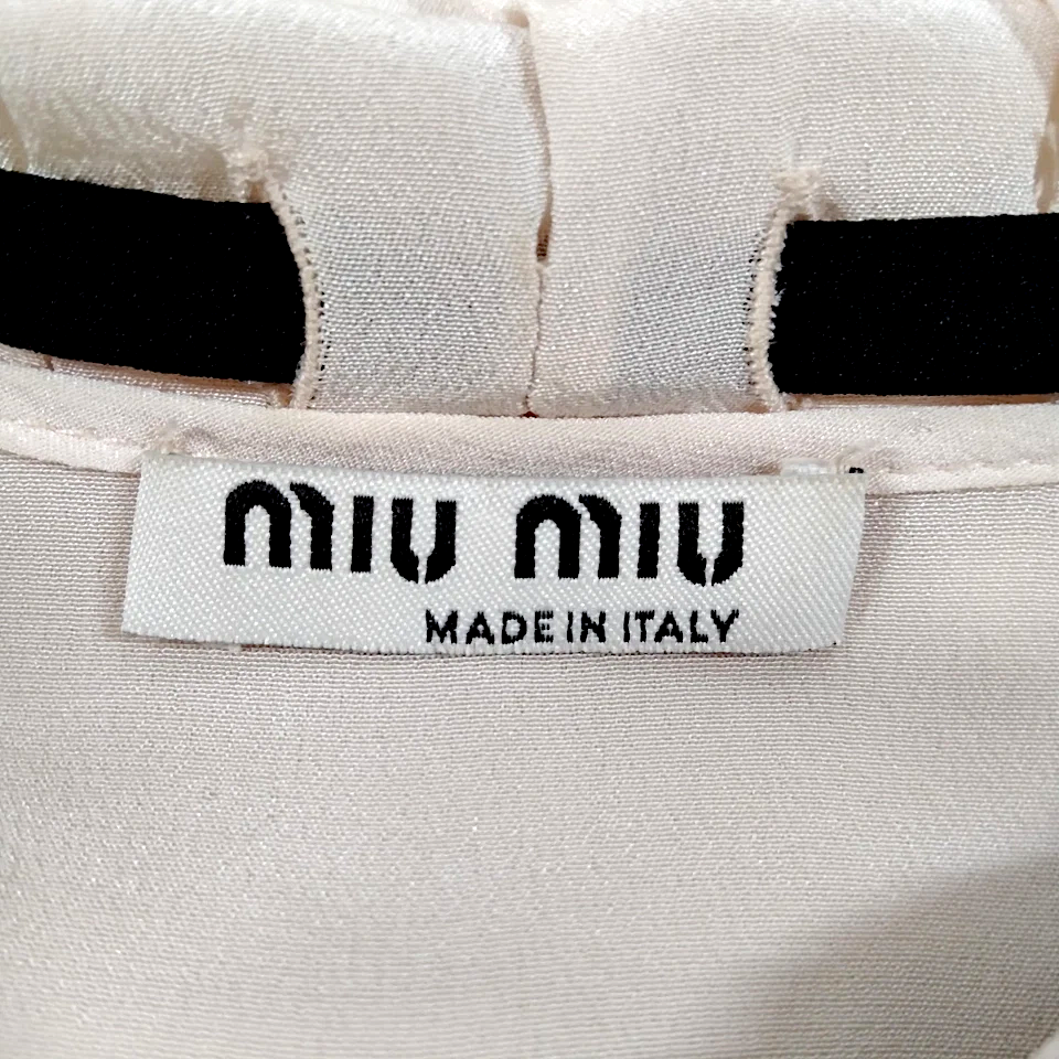 Miu Miu Italy. Nude Silk Tie Top
